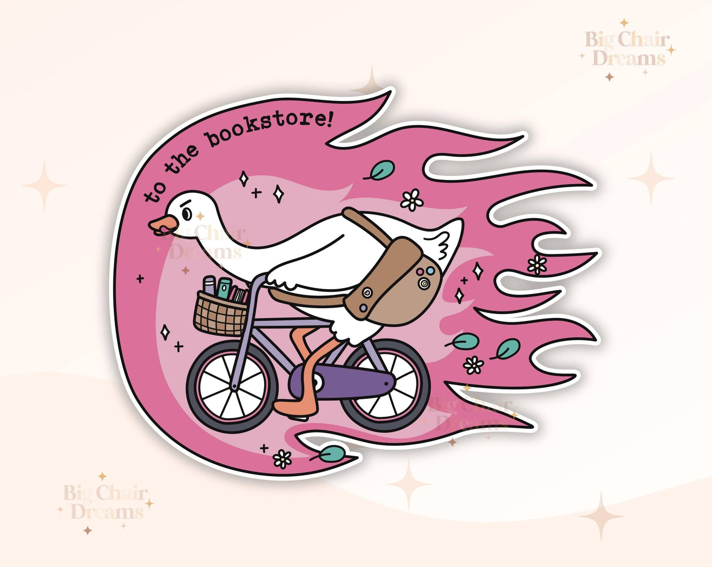 Headed to the Bookstore Goose Sticker by Big Chair Dreams