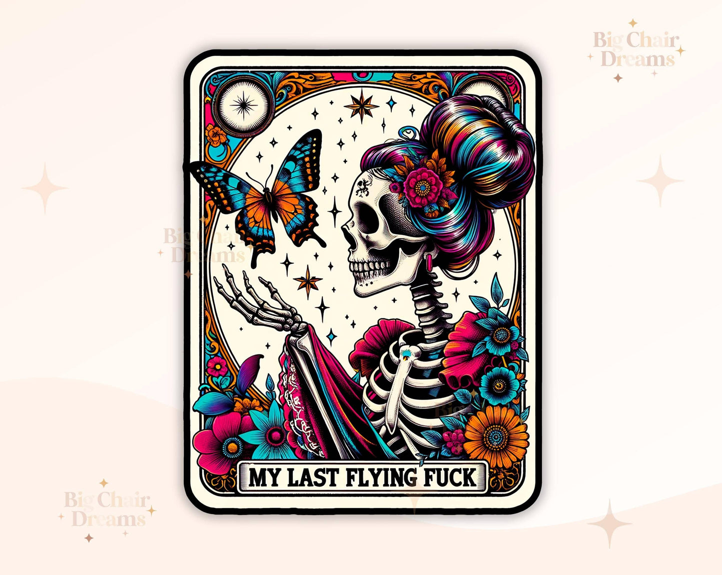 Tarot Card My Last Flying Fuck Sticker by Big Chair Dreams