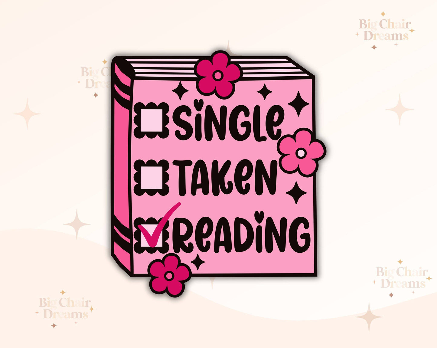 Single Taken Reading Book Sticker by Big Chair Dreams