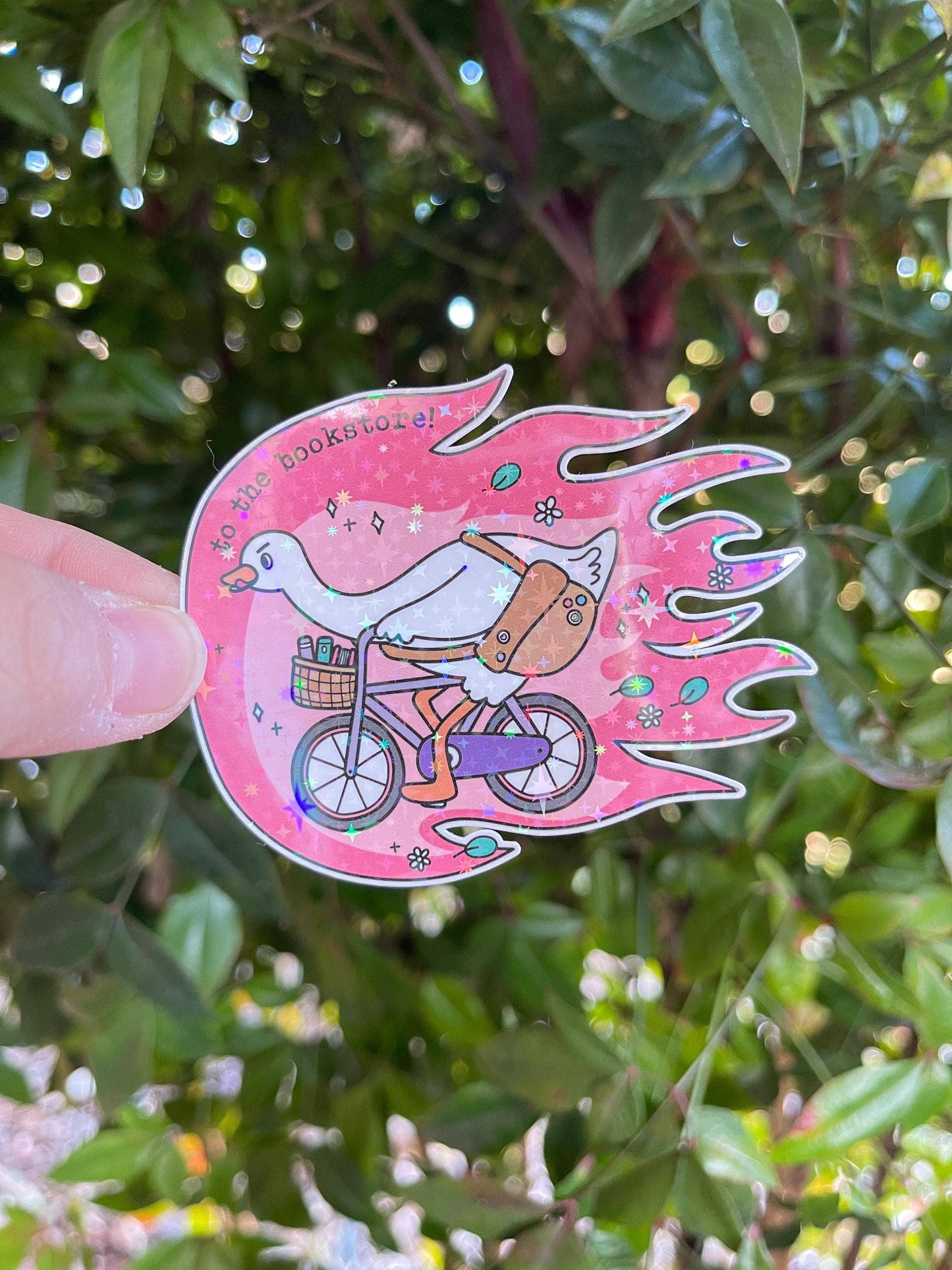 Headed to the Bookstore Goose Sticker by Big Chair Dreams