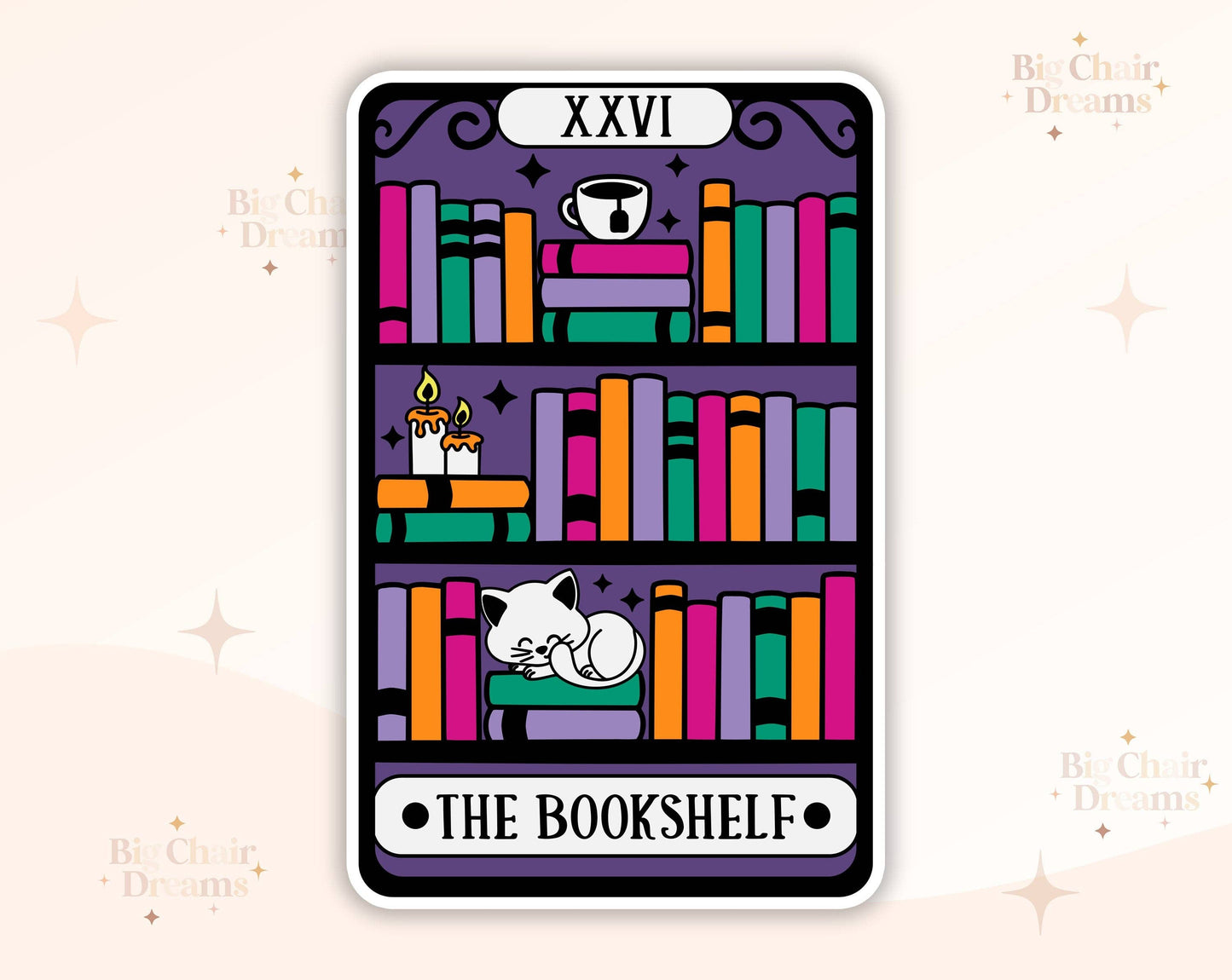 Tarot Card The Bookshelf Sticker by Big Chair Dreams